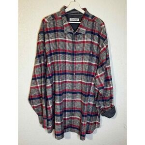 Tommy Bahama Canyon Beach Flannel Shirt 3XL Red Blue Gray Plaid‎ Long Sleeve
